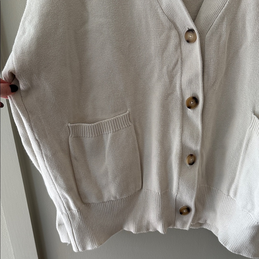 Women's Cream Cardigan Sweater - Picture 4 of 8